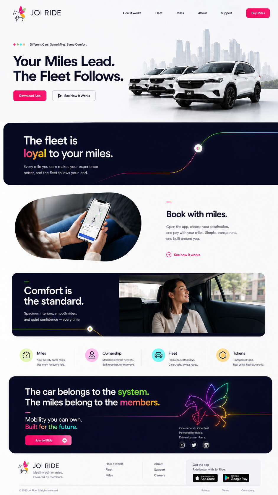 Joi Ride website visual direction